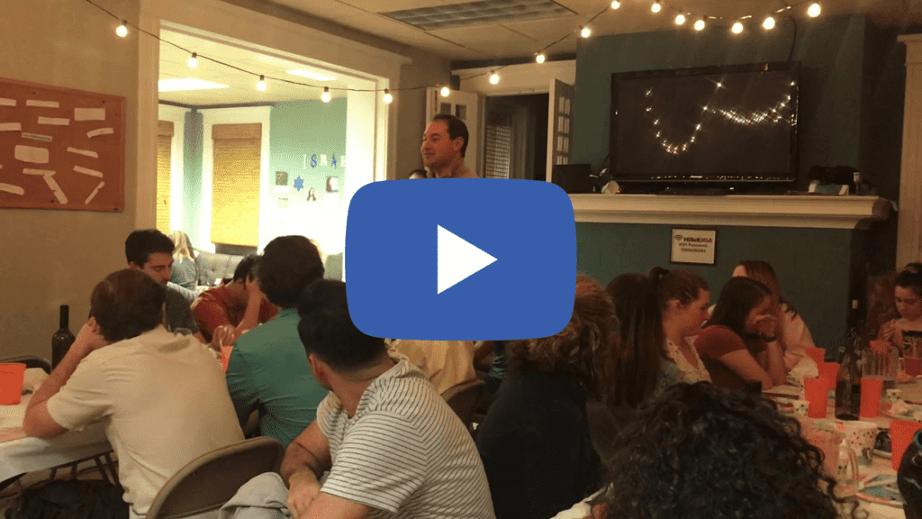JELF Shabbat @ UGA Hillel – Brad Kirschner speaking to group – 3-11-19