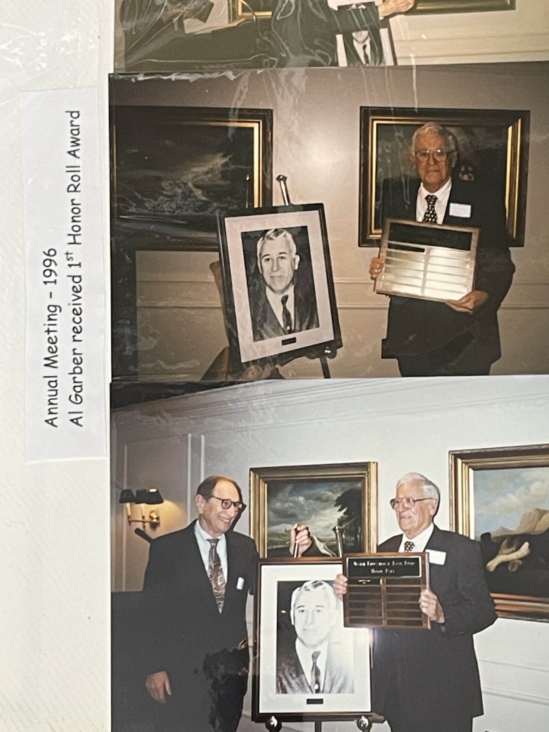 1996 annual meeting al garber receiving the first honor roll award, now called the garber honor roll award